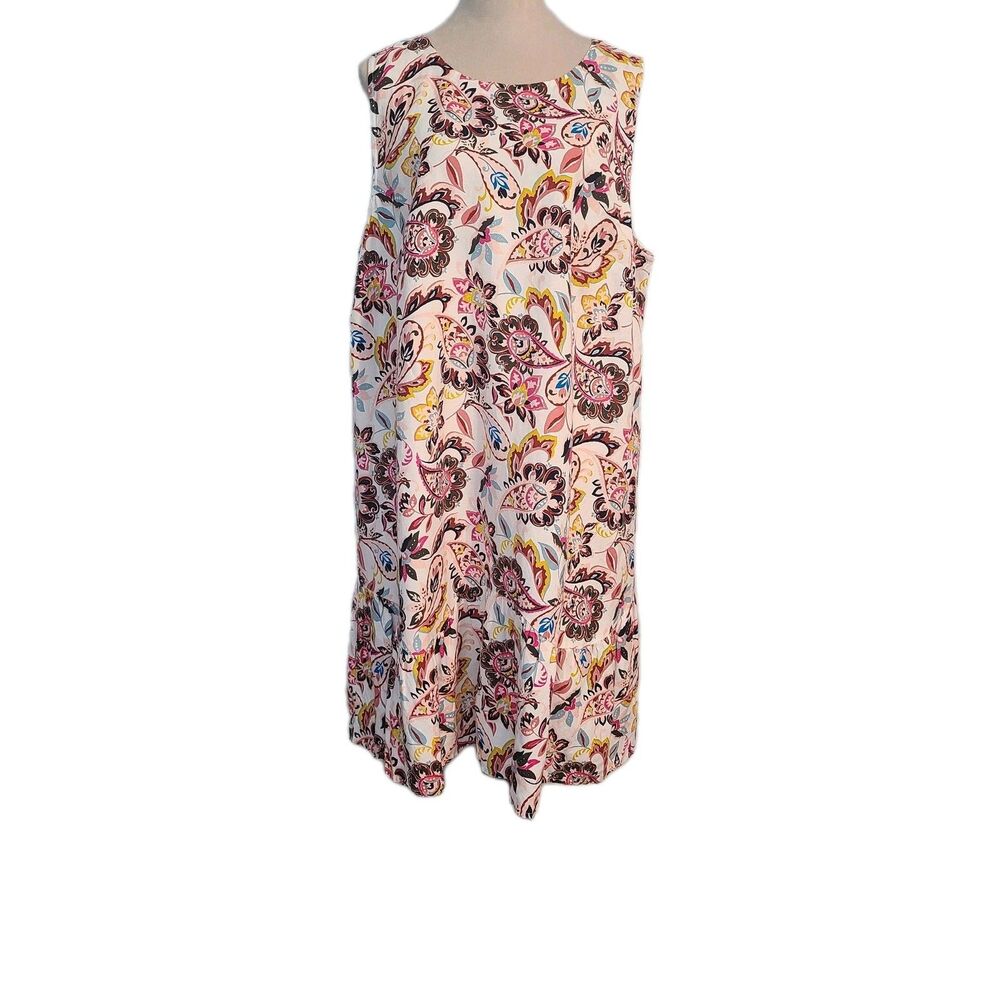 LOFT PLUS Sz 20 Linen Blend Paisley Tiered Dress Floral Sleeveless Boho Coastal